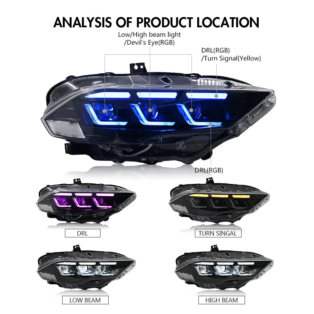 i5Autohaus RGB S650 Style Headlights for 18-23 Mustang image 2
