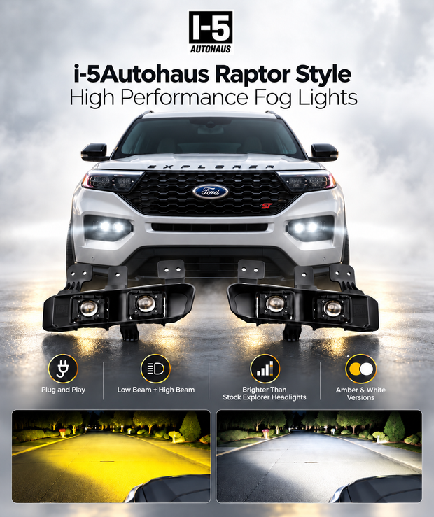 i-5Autohaus Raptor Style LED Fog Lights for 2020-2024 Ford Explorer